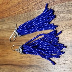 Blue Tassel Earrings